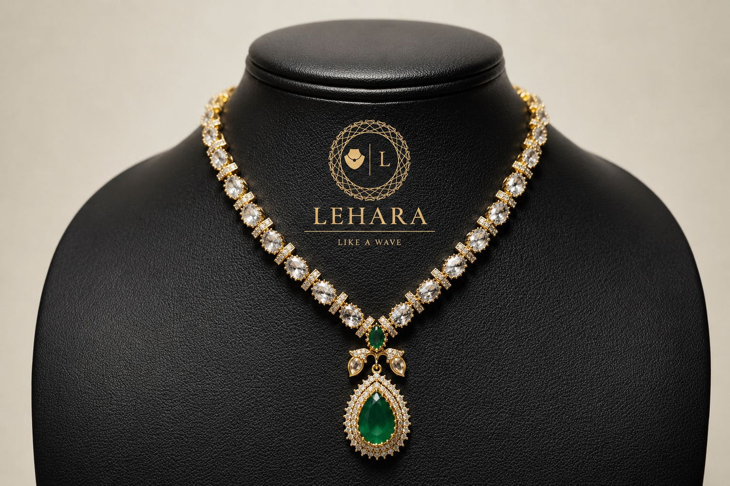 Emerald Teardrop Elegance Set (Brass Based)
