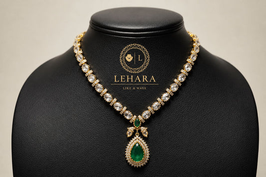 Emerald Teardrop Elegance Set (Brass Based)